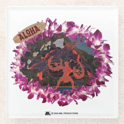 アロハ44 ガラスコースター (正面)