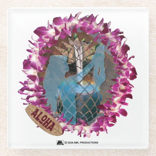 アロハ46 ガラスコースター (正面)