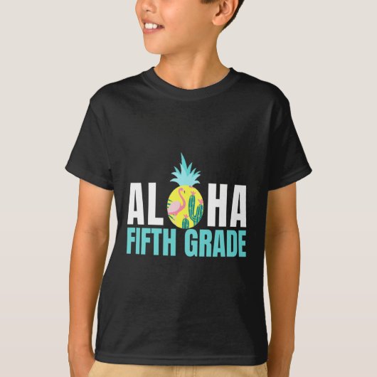 アロハ5年生新学期キッズ先生Gif Tシャツ (正面)