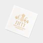 アロハ50th誕生日フローラパーソナライズされた名 箔ナプキン (左)