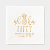 アロハ50th誕生日フローラパーソナライズされた名 箔ナプキン (正面)