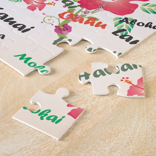 アロハ、カウアイ島、ハワイ、オアフ、マウイのlanaiの背景 ジグソーパズル (側面)