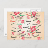 アロハ、カウアイ、ハワイ、オアフ、マウイ、ラナイ背景 ポストカード (正面/裏面)