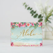 アロハ！ゴールドトロピカルビーチハイビスカス・セイブ・ザ・デート 案内ポストカード (スタンド正面)