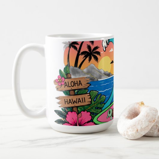 アロハ サニー キャット ウェーブ コーヒーマグカップ (ドーナツ)
