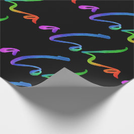 アロハ – トロピカルレタリングブラック – ハワイハワイ ラッピングペーパー