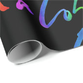 アロハ – トロピカルレタリングブラック – ハワイハワイ ラッピングペーパー (ロールコーナー)