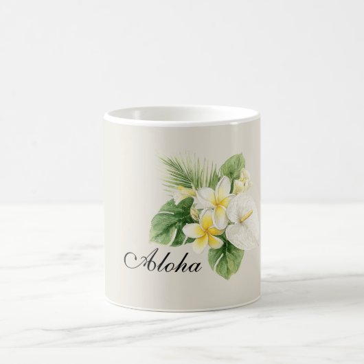 アロハ トロピカル プルメリア の花 コーヒーマグカップ (中央)