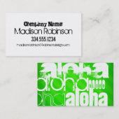 アロハ、ネオングリーンストライプ 名刺 (正面/裏面)