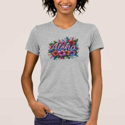 アロハ ハイビスカス Tシャツ - ビビッドな夏の花 (正面)
