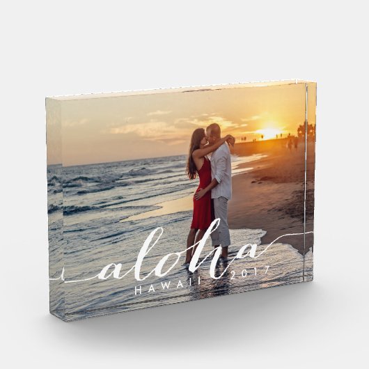 アロハ |ハワイのバケーションメモリ写真 フォトブロック (左)