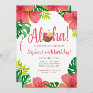 アロハ、ハワイの誕生会 招待状