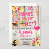 アロハ、ハワイの誕生日パーティー招待状。 招待状 (正面/裏面)