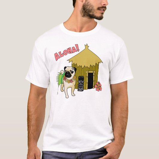 アロハ!ハワイアンプグ子供へティーズと大人 Tシャツ (正面)