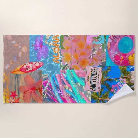 アロハ ハワイアン ビーチタオル (正面)