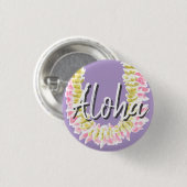 アロハ ハワイアン プルメリア レイ エレガント フラワーパステル 缶バッジ (正面&裏面)