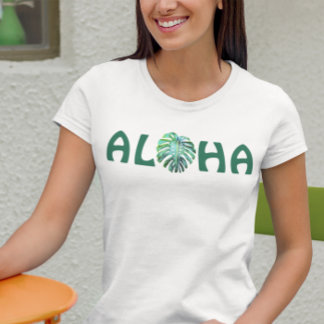 アロハ ハワイアン モンステラ リーフ ハワイ トロピカル Tシャツ
