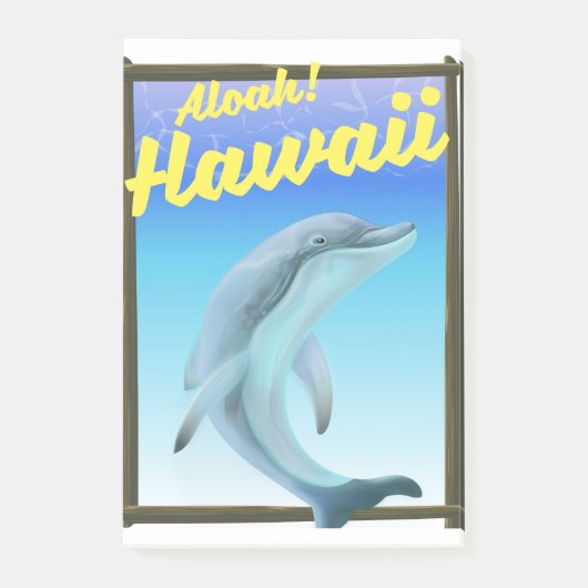 アロハ！ハワイ！イルカの旅行ポスター ポストイット (正面)