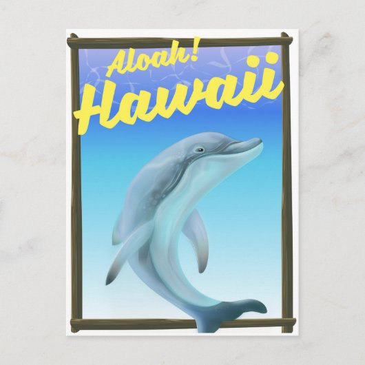 アロハ!ハワイ!イルカの旅行ポスター ポストカード (正面)