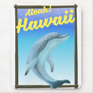 アロハ!ハワイ!イルカ旅行ポスター マウスパッド