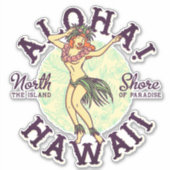 アロハ ハワイ ノースショア フラガール レイ シール (正面)
