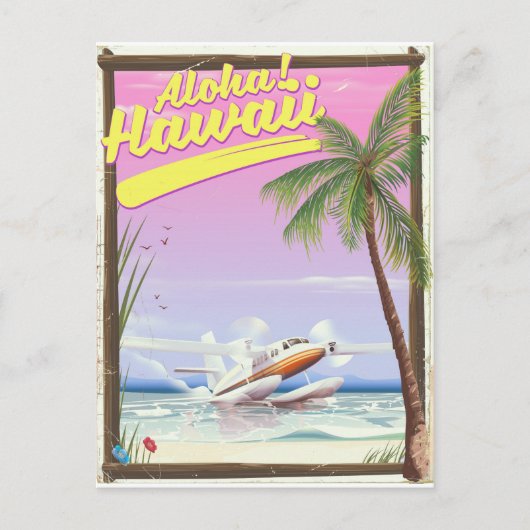 アロハ!ハワイ ビンテージ スタイルの旅行ポスター ポストカード (正面)