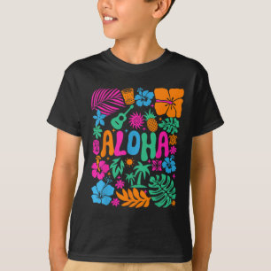 アロハ ハワイ ボホ レトロ シャカ ハイビスカス バケーション トラベル Tシャツ
