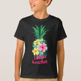 アロハ パイナップル 花 アロハ ハワイ ビンテージ Tシャツ