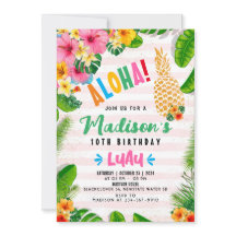 アロハ パイナップル 10歳の誕生日パーティー招待状