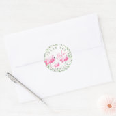 アロハ ピンクのフラミンゴ 熱帯の花輪 語りかける ラウンドシール (封筒)