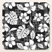 アロハ・フライデー（ブラック&グレー） スクエアペーパーコースター (正面)