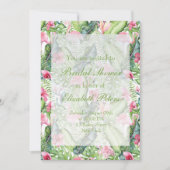 アロハ フラミンゴ トロピカル ウェディング ブライズ シャワー 招待状 (正面)