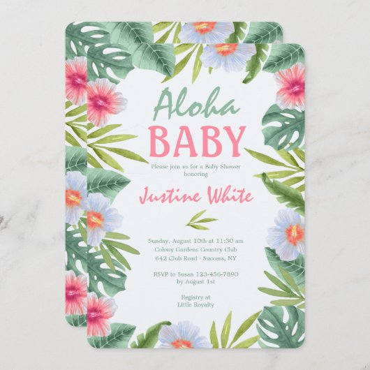 アロハ フローラル 招待状 (正面/裏面)