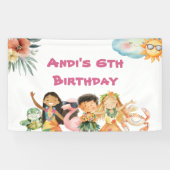 アロハ・ルアウ・キッズの誕生日 横断幕 (横)