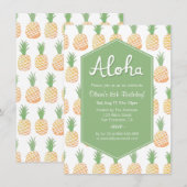 アロハ ルアウ パイナップル 誕生日パーティー 招待状 (正面/裏面)