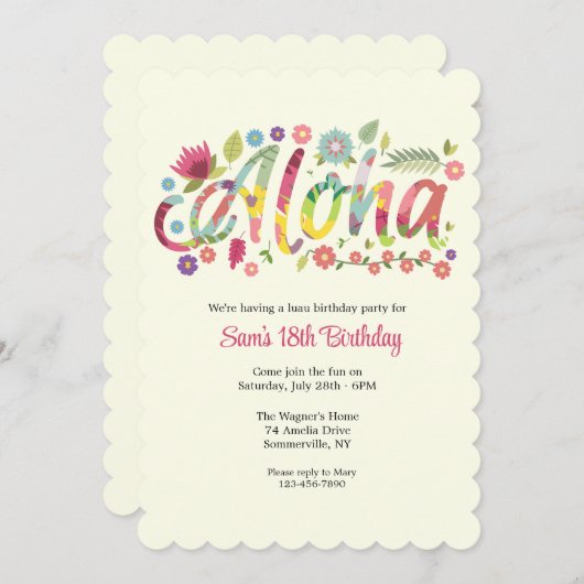 アロハ 招待状 (正面/裏面)