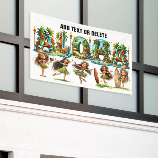 アロハ 横断幕 (ビルの外側)