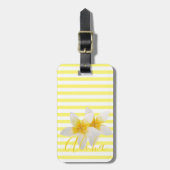 アロハ |熱帯エレガントの花と黄ストライプ色 ラゲッジタグ (正面縦)