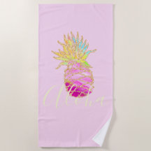 アロハ |熱帯エレガントパイナップルビーチタオル