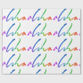 アロハ – 熱帯レタリングホワイト – ハワイHawai'i ラッピングペーパー (フラット)