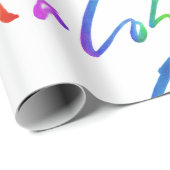 アロハ – 熱帯レタリングホワイト – ハワイHawai'i ラッピングペーパー (ロールコーナー)