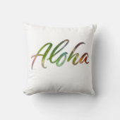 アロハ – 熱帯レタリング – ハワイ自然 クッション (正面)