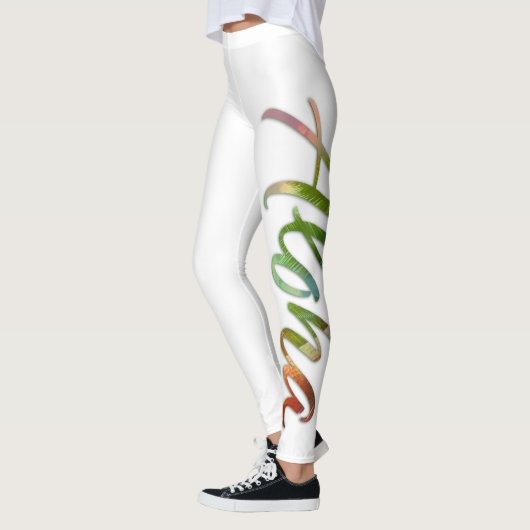 アロハ-熱帯色のレタリング-自然ハワイ レギンス (左)