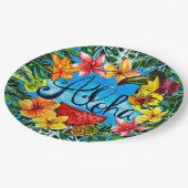 アロハ-熱帯花の食糧および夏のデザイン ペーパープレート (アングル)