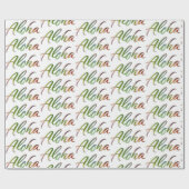 アロハ – 自然レタリングホワイト – ハワイハワイ ラッピングペーパー (フラット)