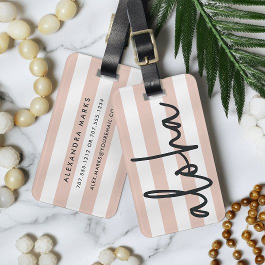 アロハ | 赤面パーソナライズされたピンク ラゲッジタグ