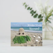 アロハfromハワイクリスマス雪だるまサンドマン シーズンポストカード (スタンド正面)