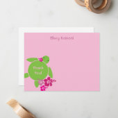アロハHonuの平らなサンキューカード-ピンク ノートカード (正面/裏面インサイチュ)