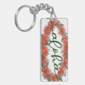 アロハLehua HakuのレイとのKeychain キーホルダー (正面左)
