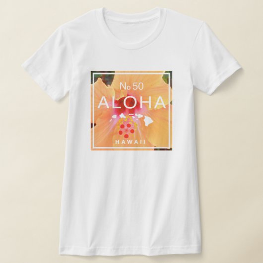 アロハNo 50オレンジハイビスカス Tシャツ (レイダウン)